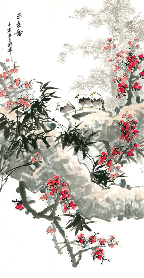 師心梅花動春風 觀騫桂林先生 百梅畫展 有感